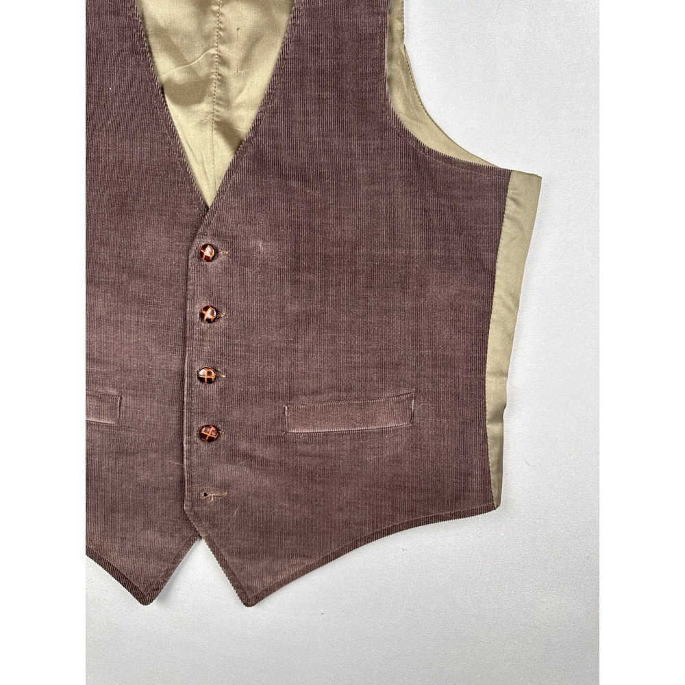 Vintage Levi's Menswear Corduroy Vest Brown Western Ranchwear Large - Picture 4 of 8